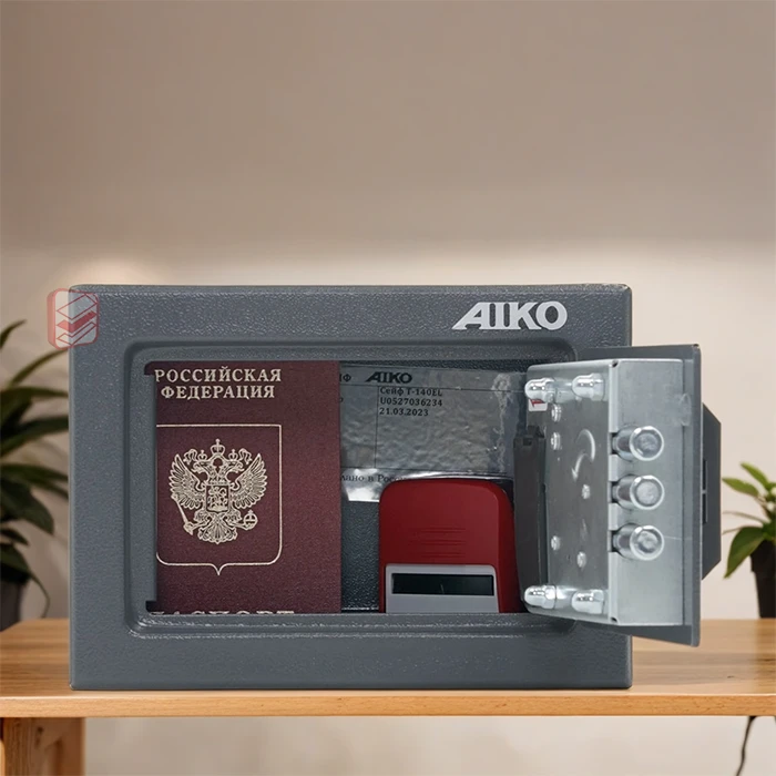 Маленький сейф с электронным замком AIKO T-140 EL интерьер фото СтеллажМастер Маленький сейф с электронным замком AIKO T-140 EL интерьер фото СтеллажМастер