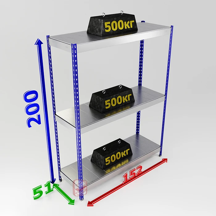 Стеллаж металлический на зацепах SB 200х152х51 3 оцинкованные полки фото СтеллажМастер Стеллаж металлический на зацепах SB 200х152х51 3 оцинкованные полки фото СтеллажМастер