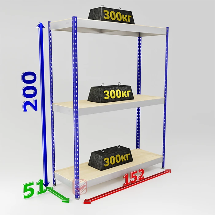 Стеллаж металлический на зацепах SB 200х152х51 3 полки фото Стеллаж Мастер Стеллаж металлический на зацепах SB 200х152х51 3 полки фото Стеллаж Мастер